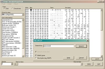 Disk Investigator screen shot