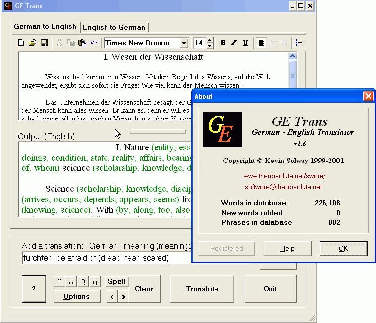 GETrans - German to English Translator 1.6