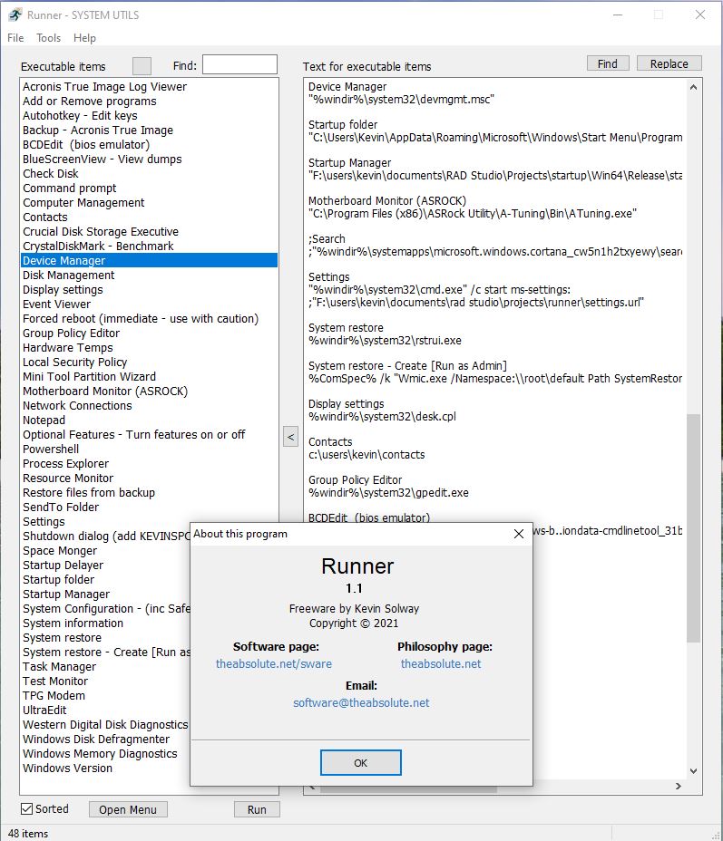 Picture of Runner Software Main Window